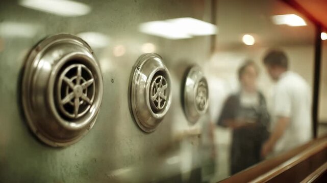 Window vents being adjusted in a research laboratory to enhance airflow captured with a sharp foreground focus and blurred surroundings.