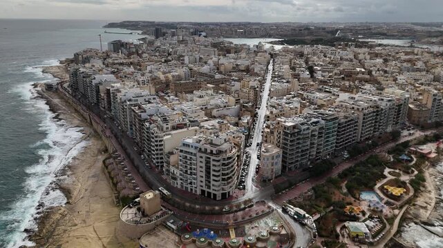 Aerial view of neighbourhood of Sliema, Valetta, Malta