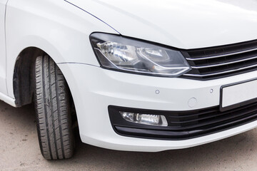 white car on the background of nature