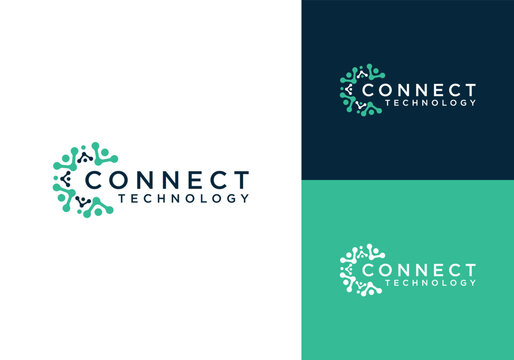 Modern Connect Technology Logo Design with Abstract Elements.