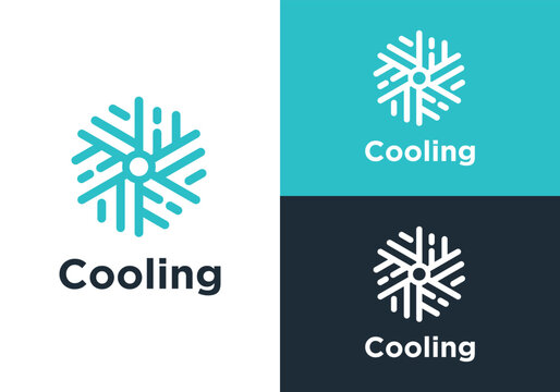 Modern Cooling Logo Design with Snowflake Symbol for Business.