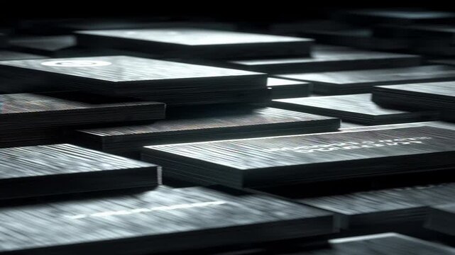Dark metallic rectangular blocks arranged in a grid pattern with subtle reflections.