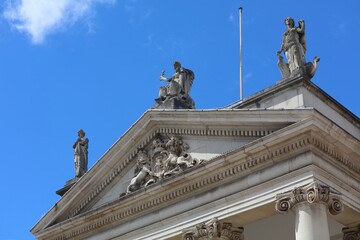 Obraz premium Parliament House on College Green. Landmark architecture in Dublin, Republic of Ireland. Former government building.