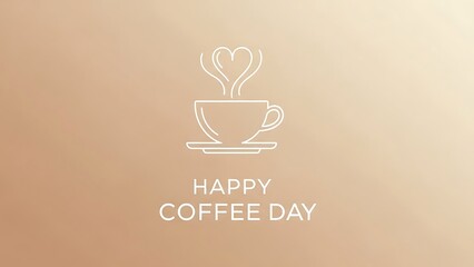 Happy coffee day minimalist line art sign