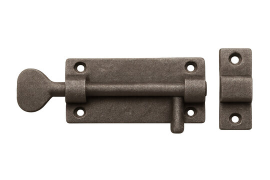 Metal slide bolt latch providing security on transparent background