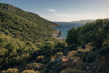 A picturesque bay surrounded by forested mountains in Turkey