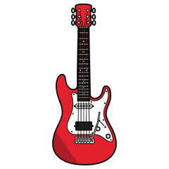 Naklejka premium Vibrant Red Electric Guitar Illustration