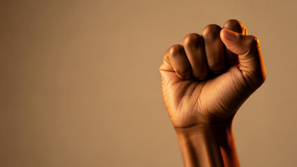 Close-up of raised Black fist showing palm texture symbolizing power