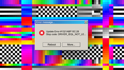 Critical Error Warning Message Windows. Vintage User Interface Operating System Fail. Vector Illustration.  © ec0de
