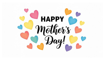 Happy mothers day wishes greeting card with colorful hearts