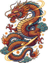 Vibrant Chinese New Year Dragon Vector Illustration © yayan
