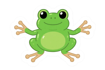 Naklejka premium Cartoon illustration of a cute green tree frog
