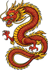 Fototapeta premium Lucky Dragon Lunar New Year Vector Art