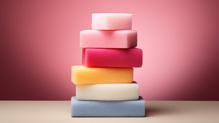 Stack of colorful soap bars