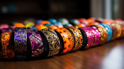 Colorful patterned bangles display