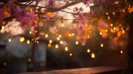 Enchanted garden at dusk