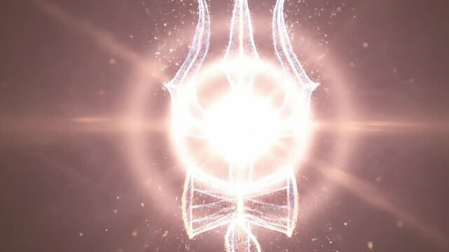 Glowing trishul animation with flowing light particles and spiritual energy motion creating divine Shiva themed video for Maha Shivratri devotion