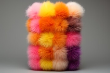 Colorful fur pom poms