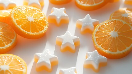 Bright orange slices with star-shaped candies