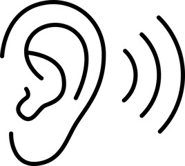 Fototapeta premium An abstract line drawing of a human ear depicting the sense of hearing with sound waves isolated on transparent background