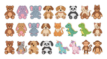 Cute cartoon plush toys animal characters collection