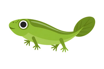 Obraz premium Cute green tadpole with legs and leaf tail illustration