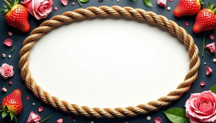 Elegant rope frame, oval shape, intricate ropework , design, photo, editable
