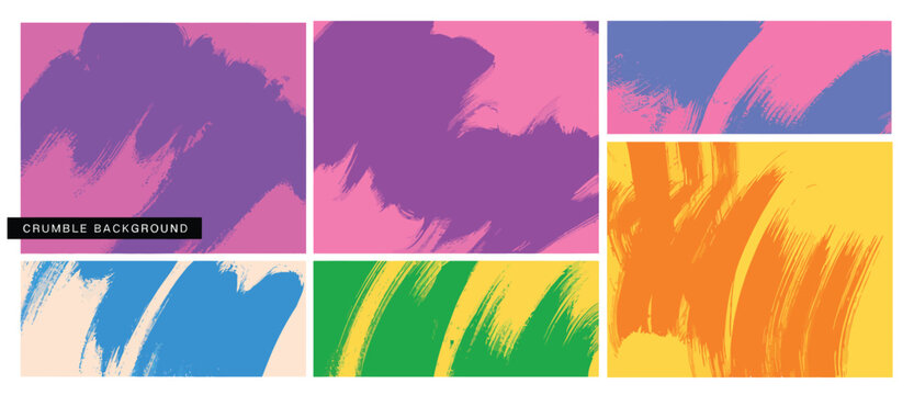 colorful grainy grunge splashes and waves background collection, bold curved swirly brush strokes, organic squiggle smears, rough texture, poster and punk banner.