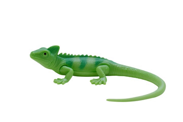 Obraz premium Green chameleon toy isolated on transparent background