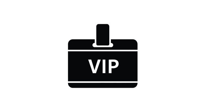 Black vip badge icon with text on a white background