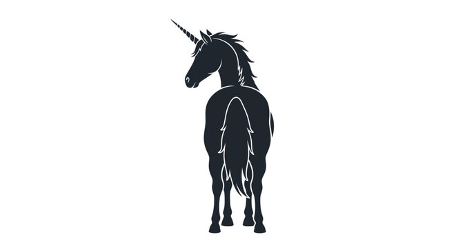 Silhouette of a majestic unicorn facing away from the viewer