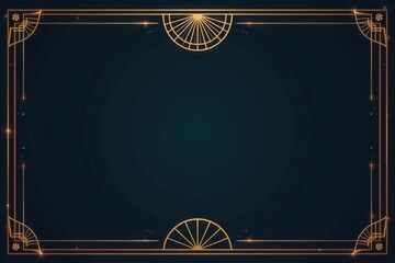 Elegant thin line geometric art deco badge, retro frame, gold, angles, white