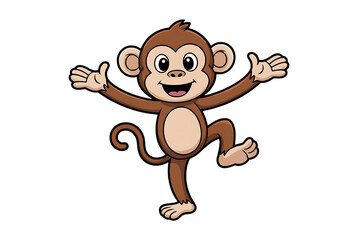 Obraz premium Cartoon monkey standing on one leg with outstretched arms
