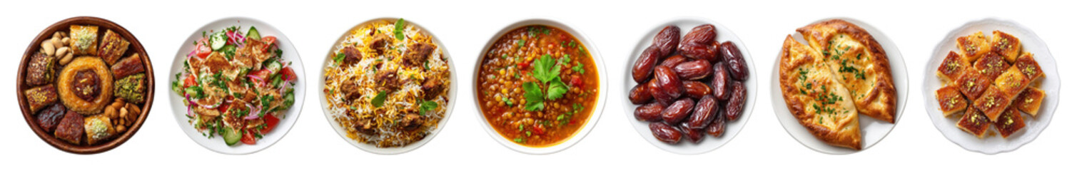 PNG Assorted Middle Eastern cuisine platter, transparent background