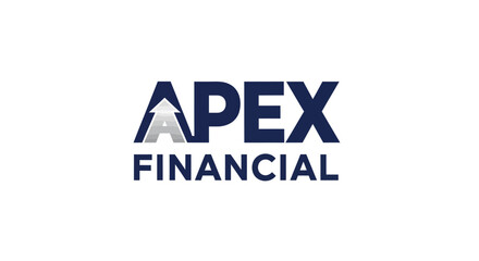 Obraz premium Apex Financial logo with a stylized 'A' featuring an upward arrow on a white background.