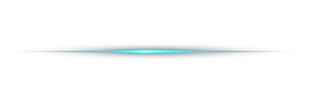 Blue line light glow with sparkle and flare shine. Png Glowing horizontal blue light line with radiant shine and beam effect. Straight blue beam with flare effect on black background. Laser beams.