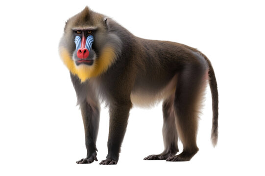 Male mandrill monkey with colorful face and yellow beard