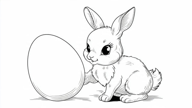 Ausmalbild Osterhase mit Osterei