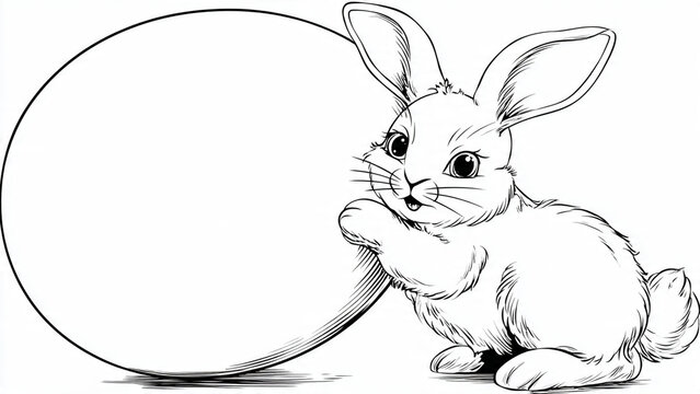 Ausmalbild Osterhase mit Osterei