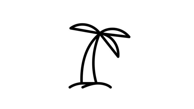 Palm Tree Islamic Ramadan and Desert Line Icon Animation Loop 4K Alpha Chanel