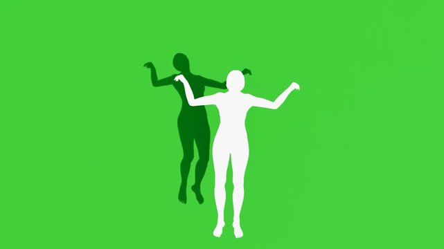 Top View Swimming Person Silhouette on Green Screen