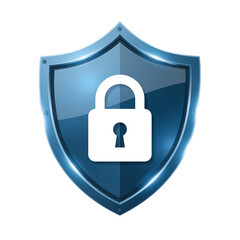 Security shield with padlock protection icon isolated on white background