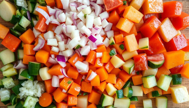 Close-up of various vegetables chopped on a board