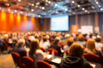 Corporate Seminar Blur with Attendees in Conference Hall, Professional Training and Business Event Background