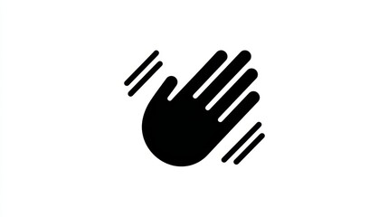 Obraz premium Minimalist black hand icon on white background