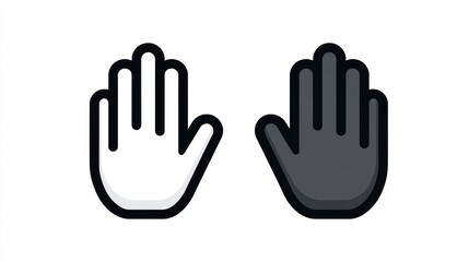 Obraz premium Two emoji hands in contrast: light and dark design on white background
