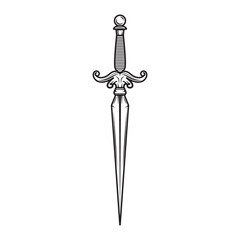 Fototapeta premium vintage dagger vector illustration featuring an ornate hilt and sharp blade, perfect for heraldic designs, tattoo inspiration, or historical-themed graphics