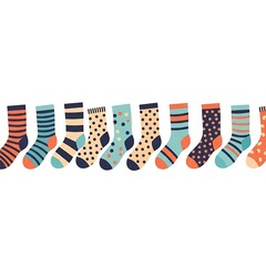 Obraz premium Vibrant assortment of colorful socks with unique patterns and designs