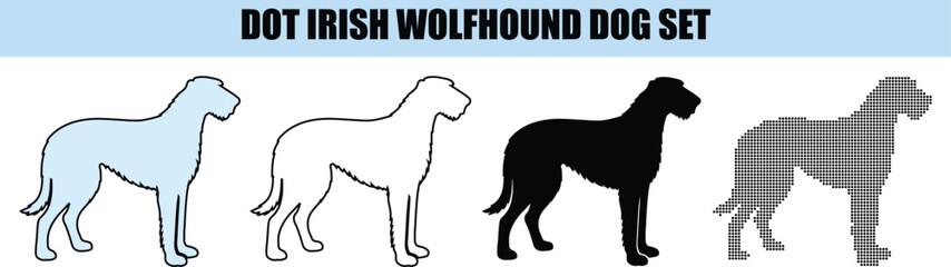 Obraz premium Irish Wolfhound Dog Silhouettes Set isolated background
