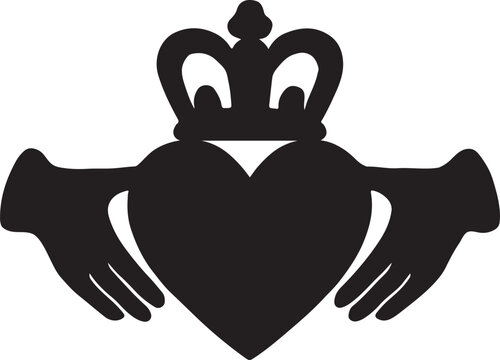 Black Irish Heart Claddagh Crown Symbol isolated background